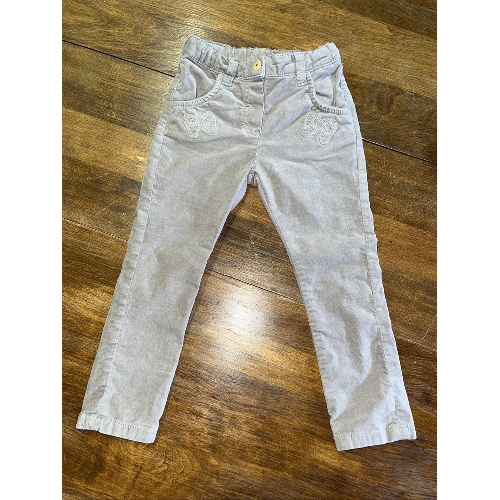 Girls Kanz Beige Velvet Butterfly Appliqué Pants 2t EUC